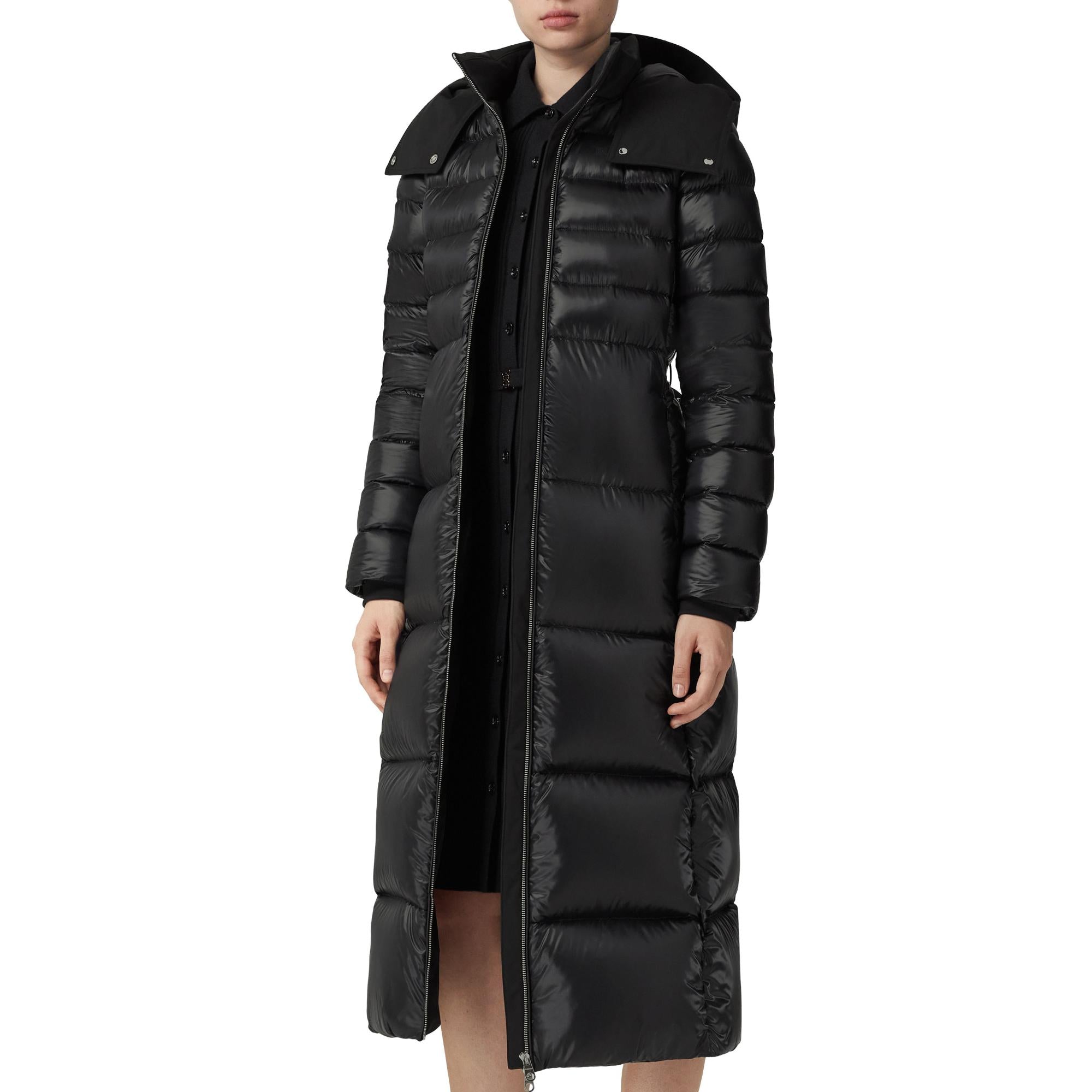 컨트라스트 후드 나일론 퍼퍼 코트