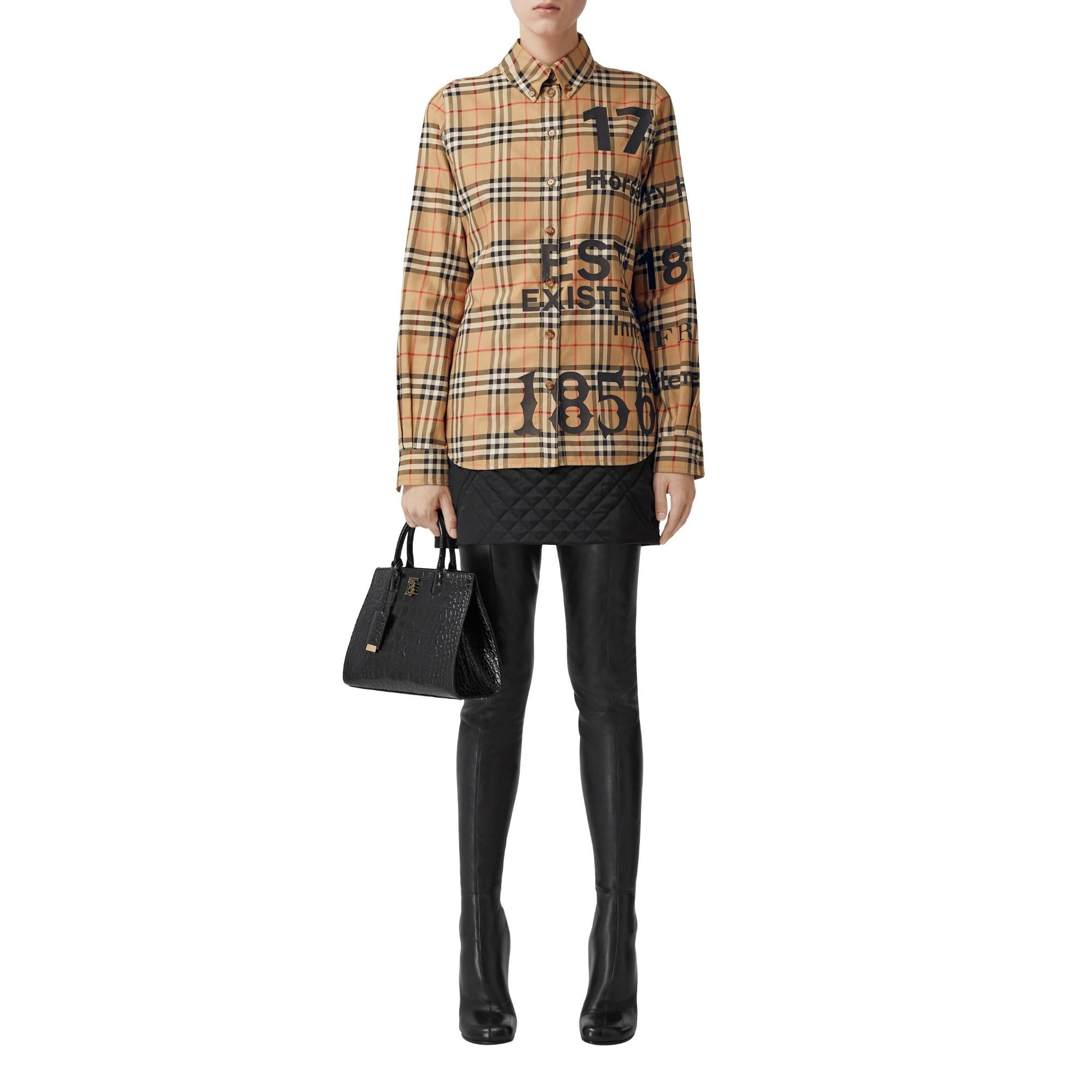 호스페리 프린트 체크 코튼 셔츠