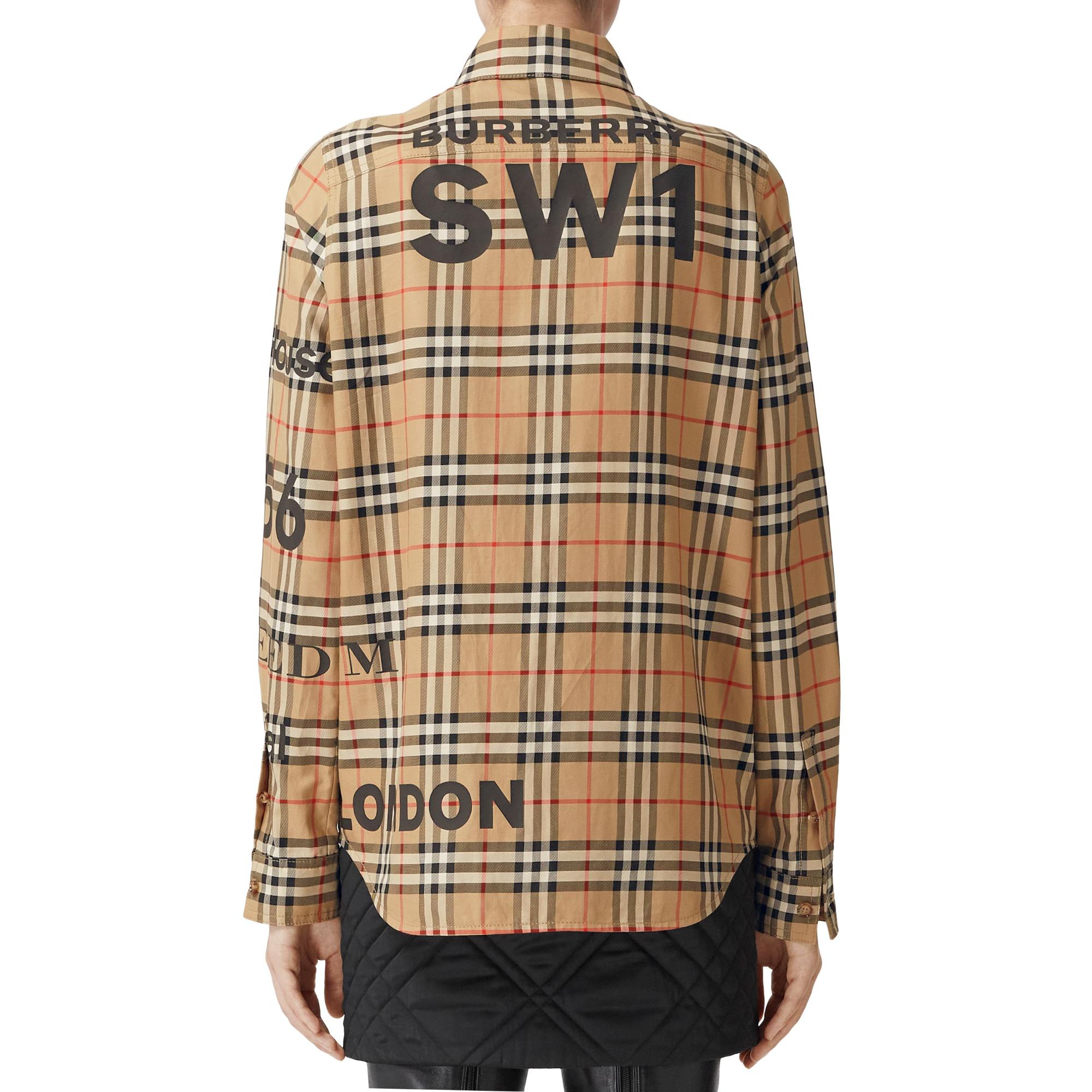 호스페리 프린트 체크 코튼 셔츠