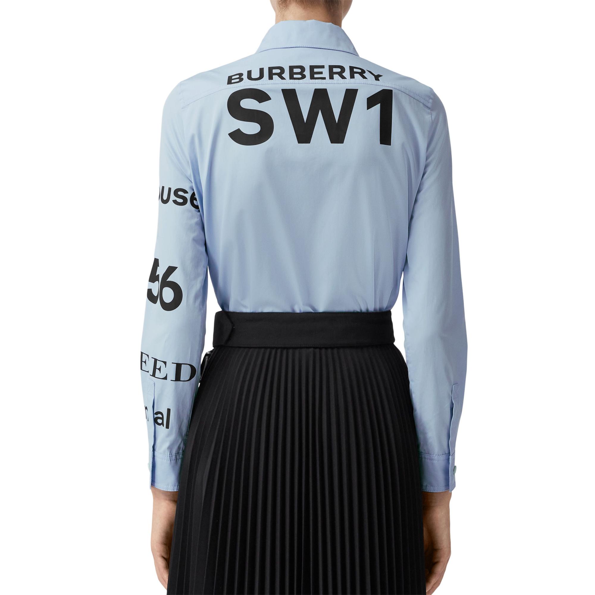 버튼 다운 칼라 호스페리 프린트 코튼 셔츠