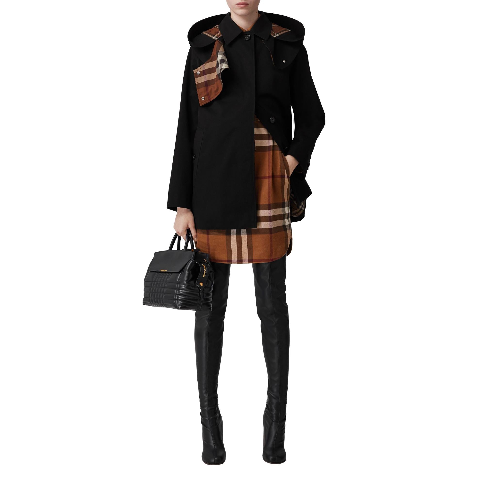 디태처블 후드 코튼 개버딘 카 코트