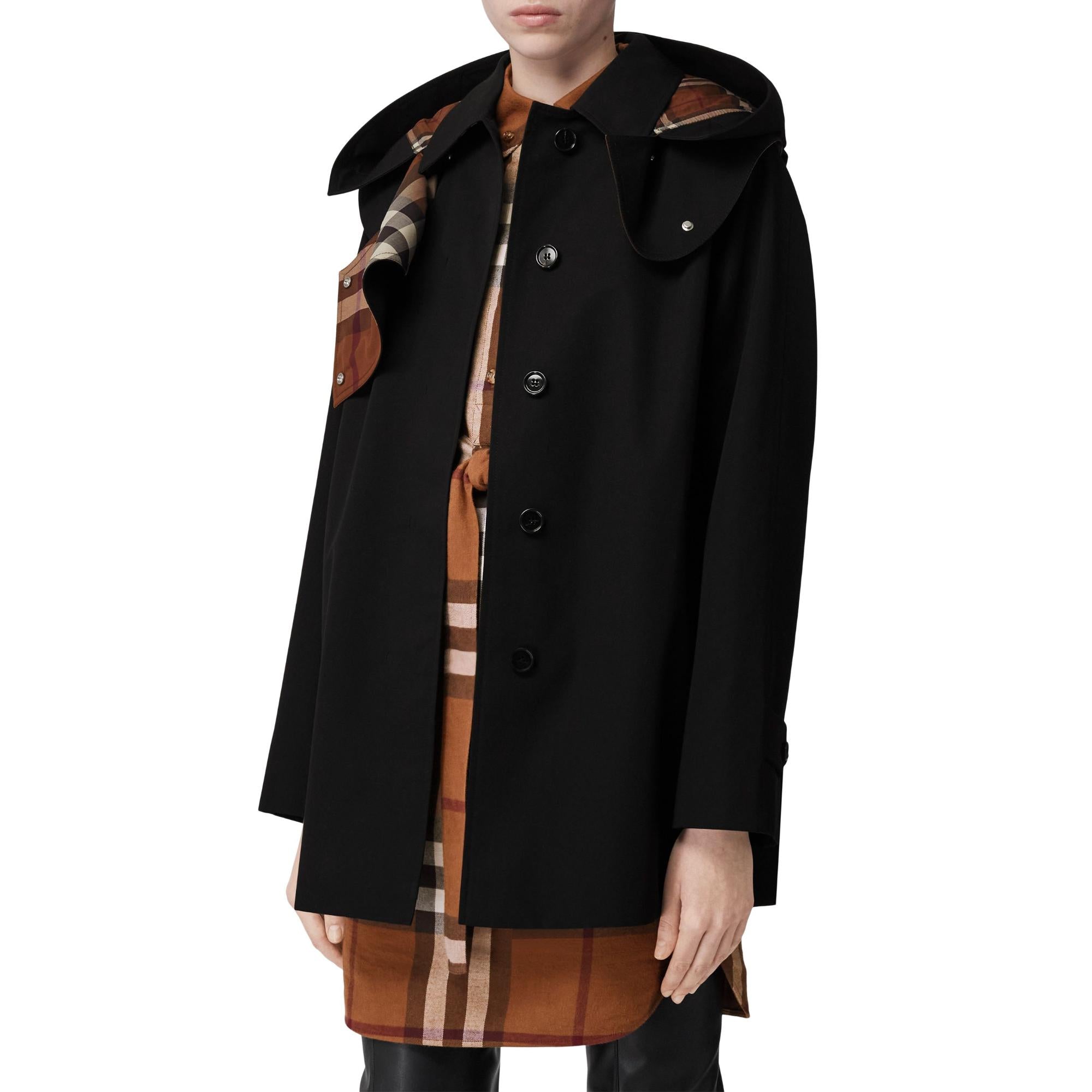 디태처블 후드 코튼 개버딘 카 코트