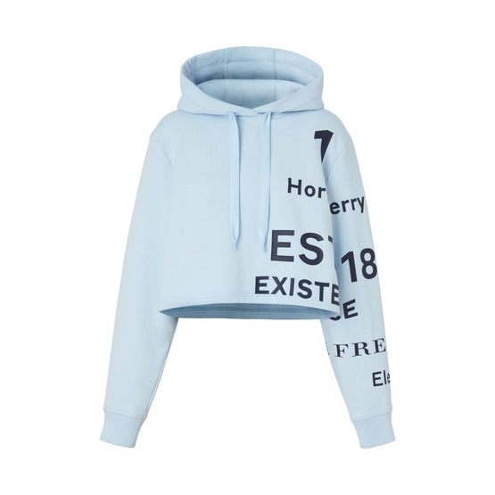 호스페리 프린트 코튼 크롭 후디