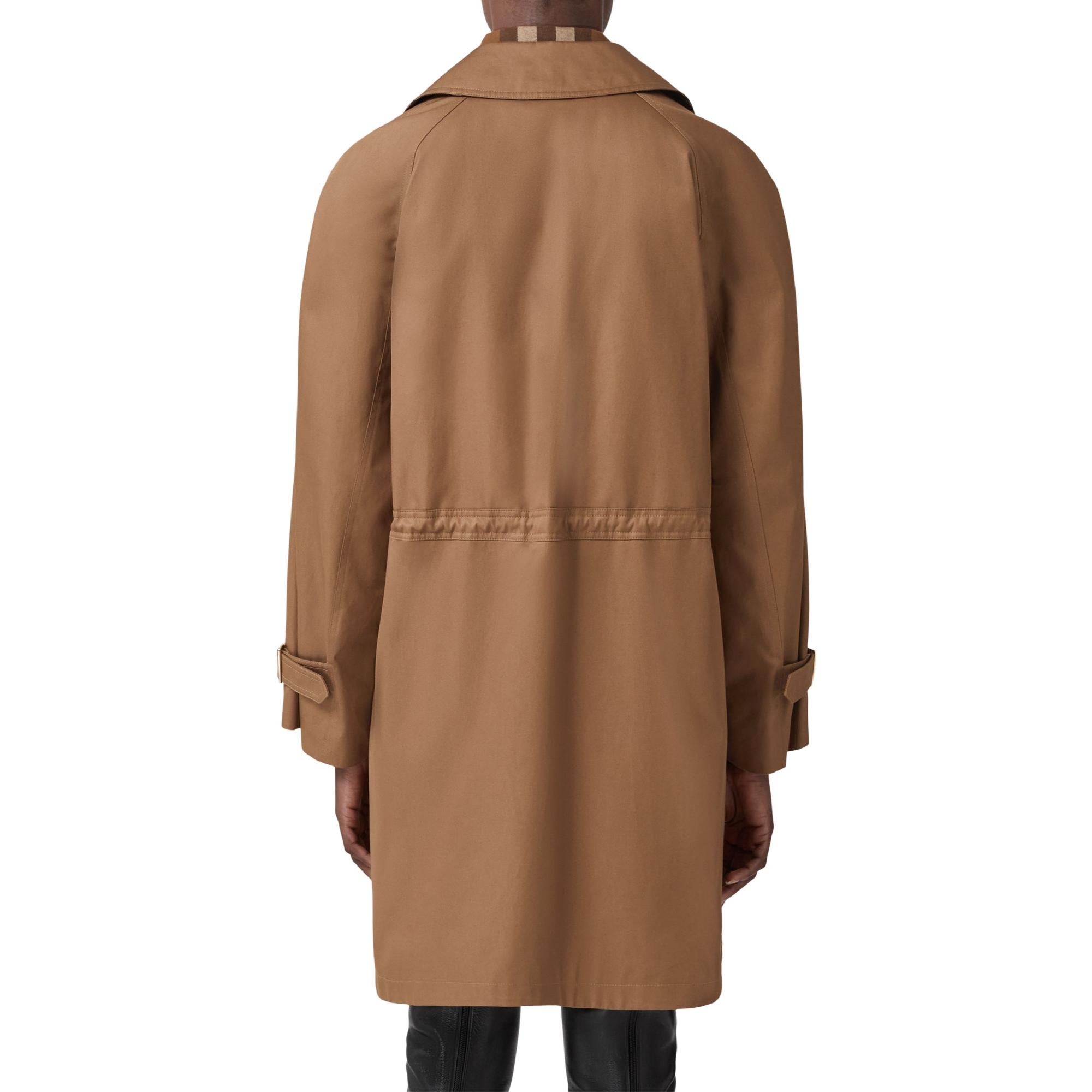 미드 렝스 체크 라펠 개버딘 카 코트