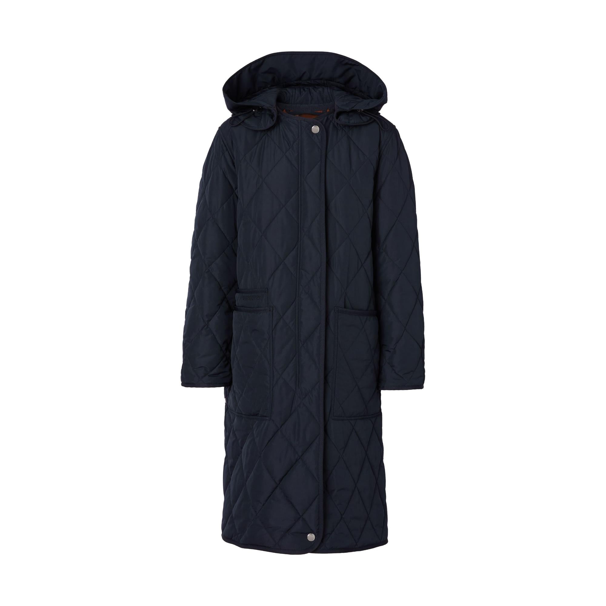 디태처블 후드 다이아몬드 퀼팅 코트