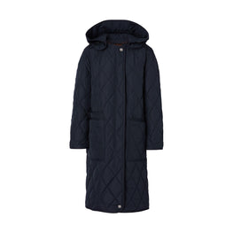 디태처블 후드 다이아몬드 퀼팅 코트