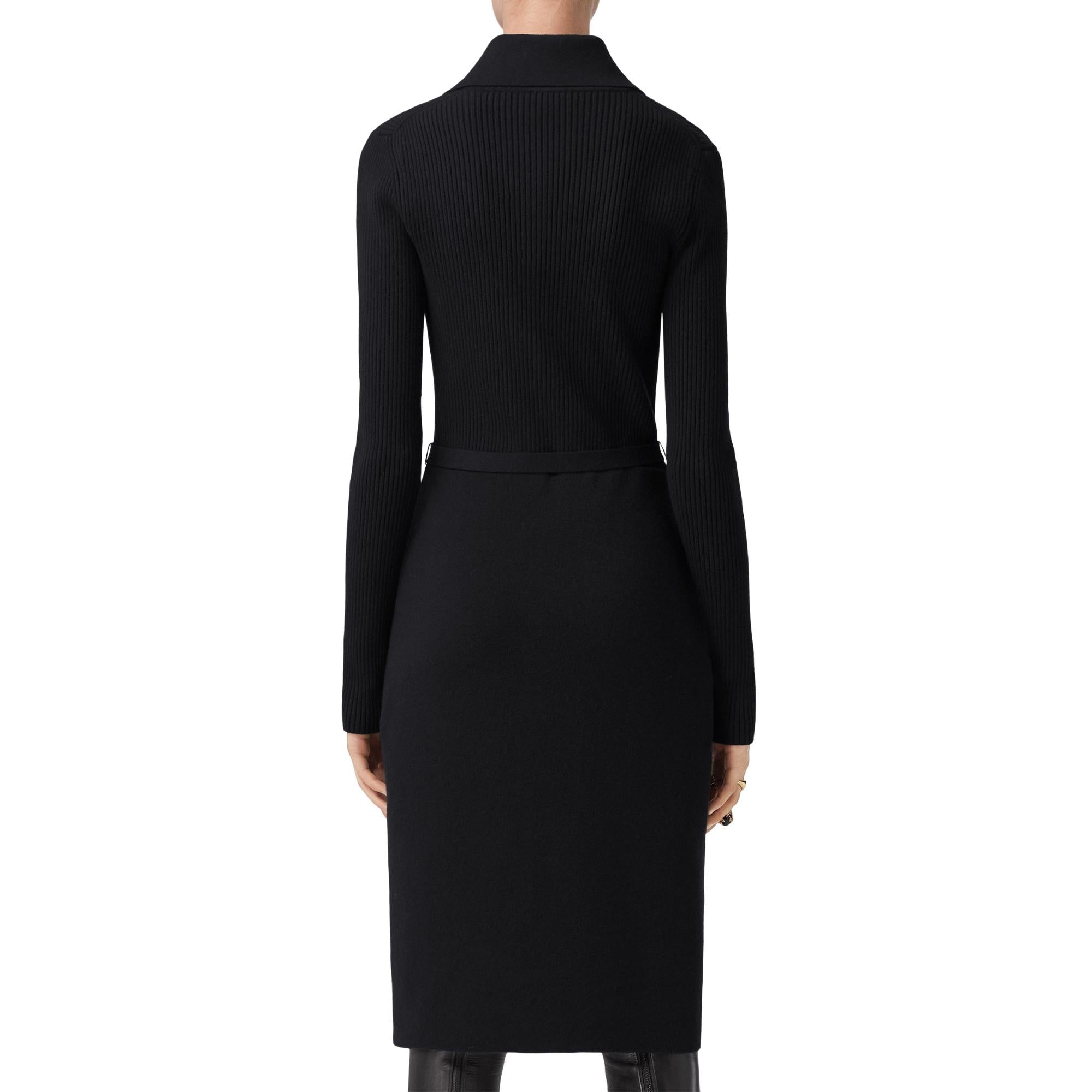 모노그램 모티프 리브 니트 울 드레스