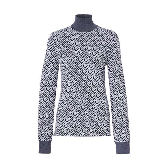 모노그램 울 자카드 터틀넥 스웨터
