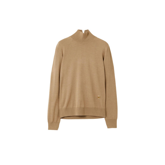 모노그램 모티프 울 실크 퍼넬넥 스웨터