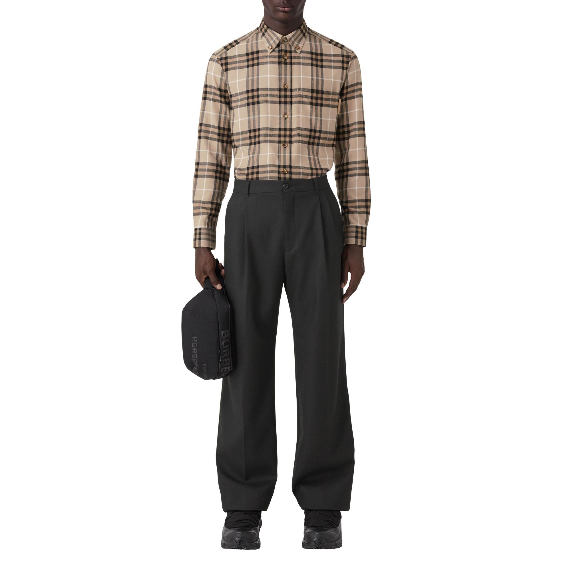 버튼 다운 칼라 체크 코튼 셔츠