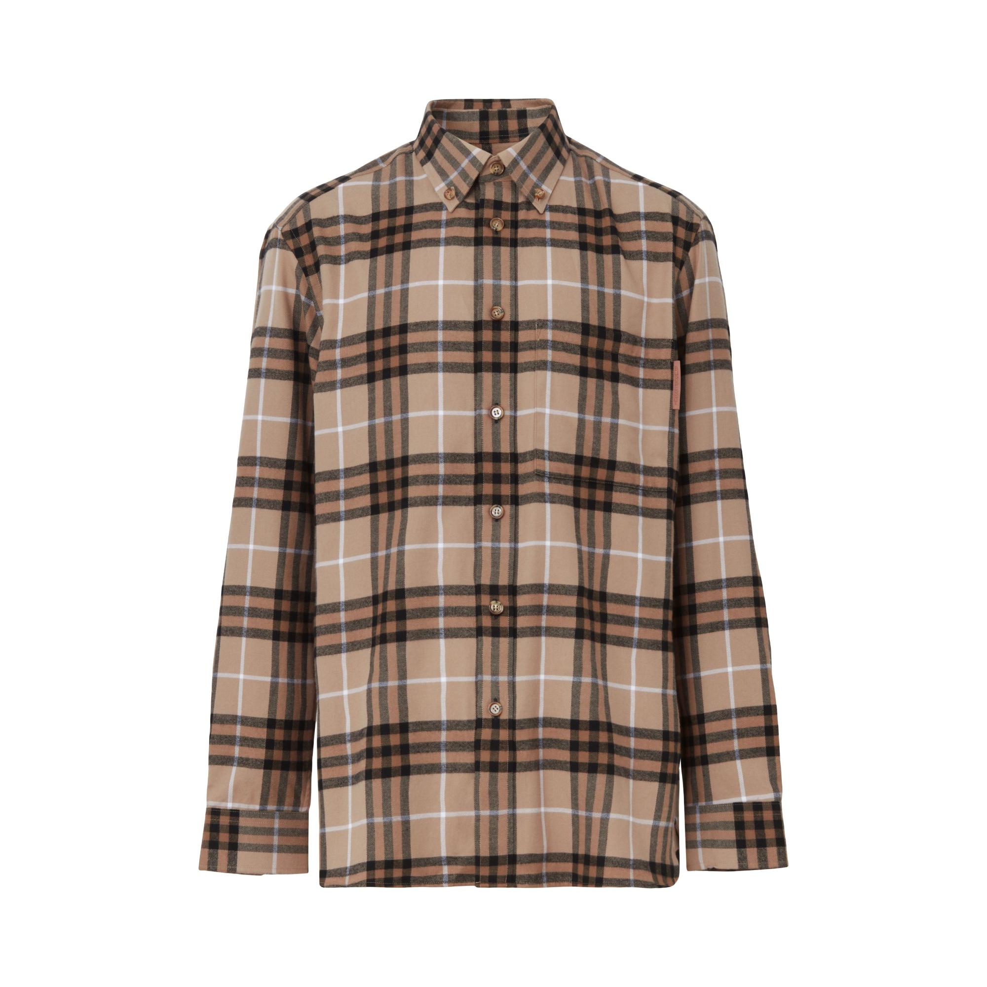 버튼 다운 칼라 체크 코튼 셔츠