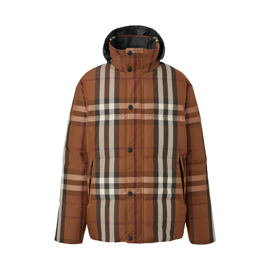팩어웨이 후드 체크 나일론 리버시블 퍼퍼 재킷