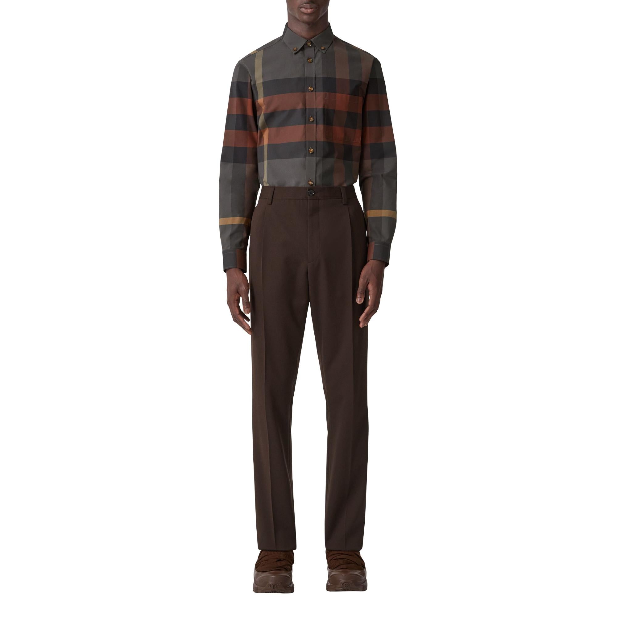 체크 스트레치 코튼 포플린 셔츠