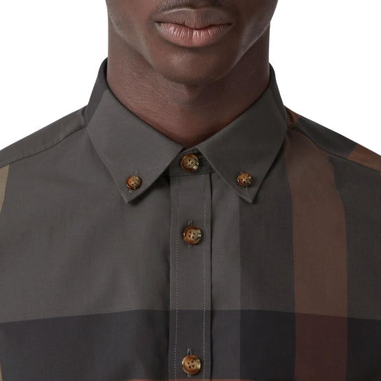 체크 스트레치 코튼 포플린 셔츠