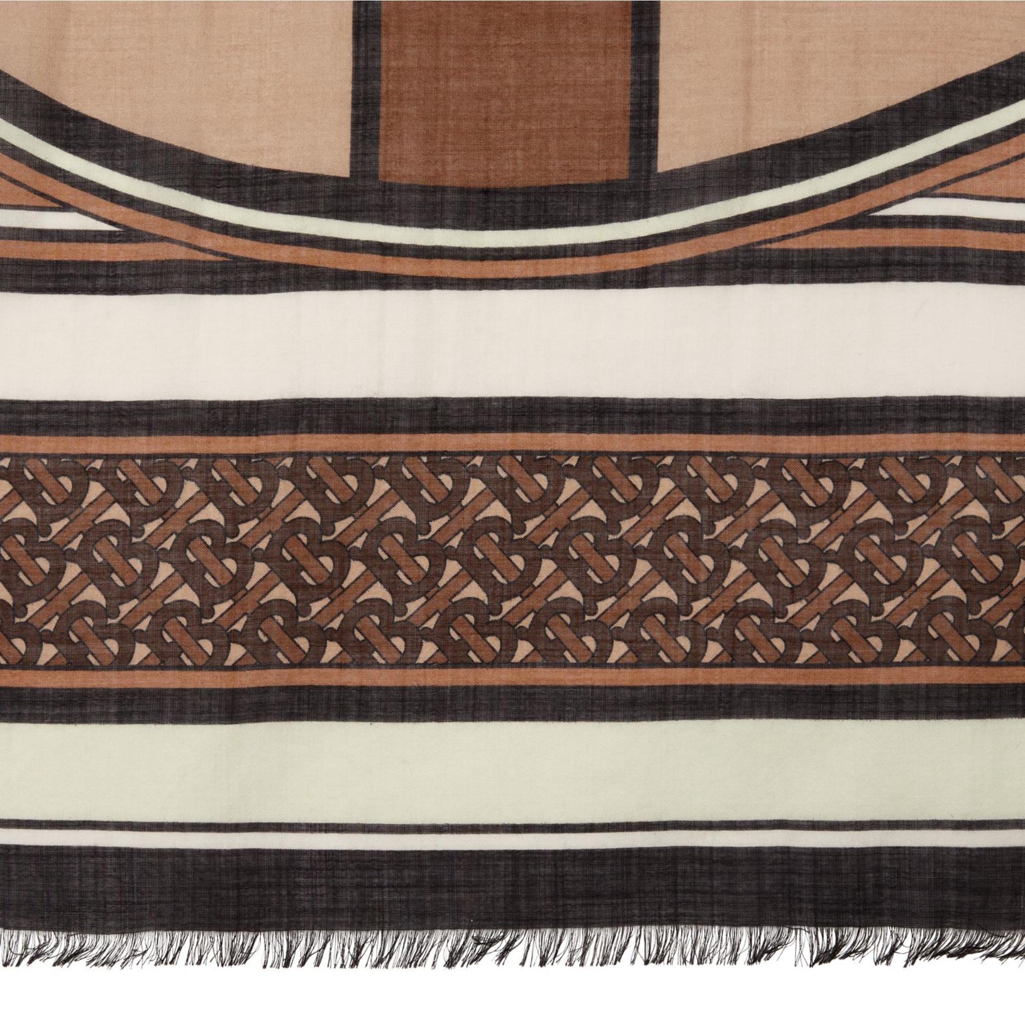 라지 몽타주 프린트 울 실크 스퀘어 스카프