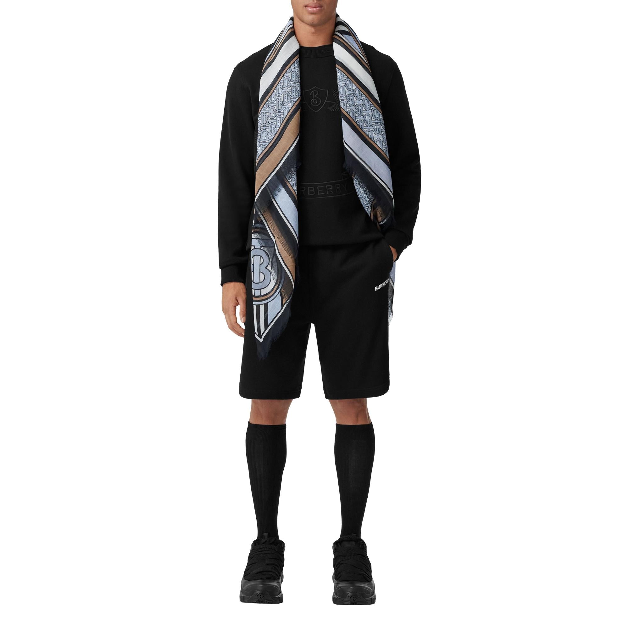 몽타주 프린트 울 실크 라지 스퀘어 스카프