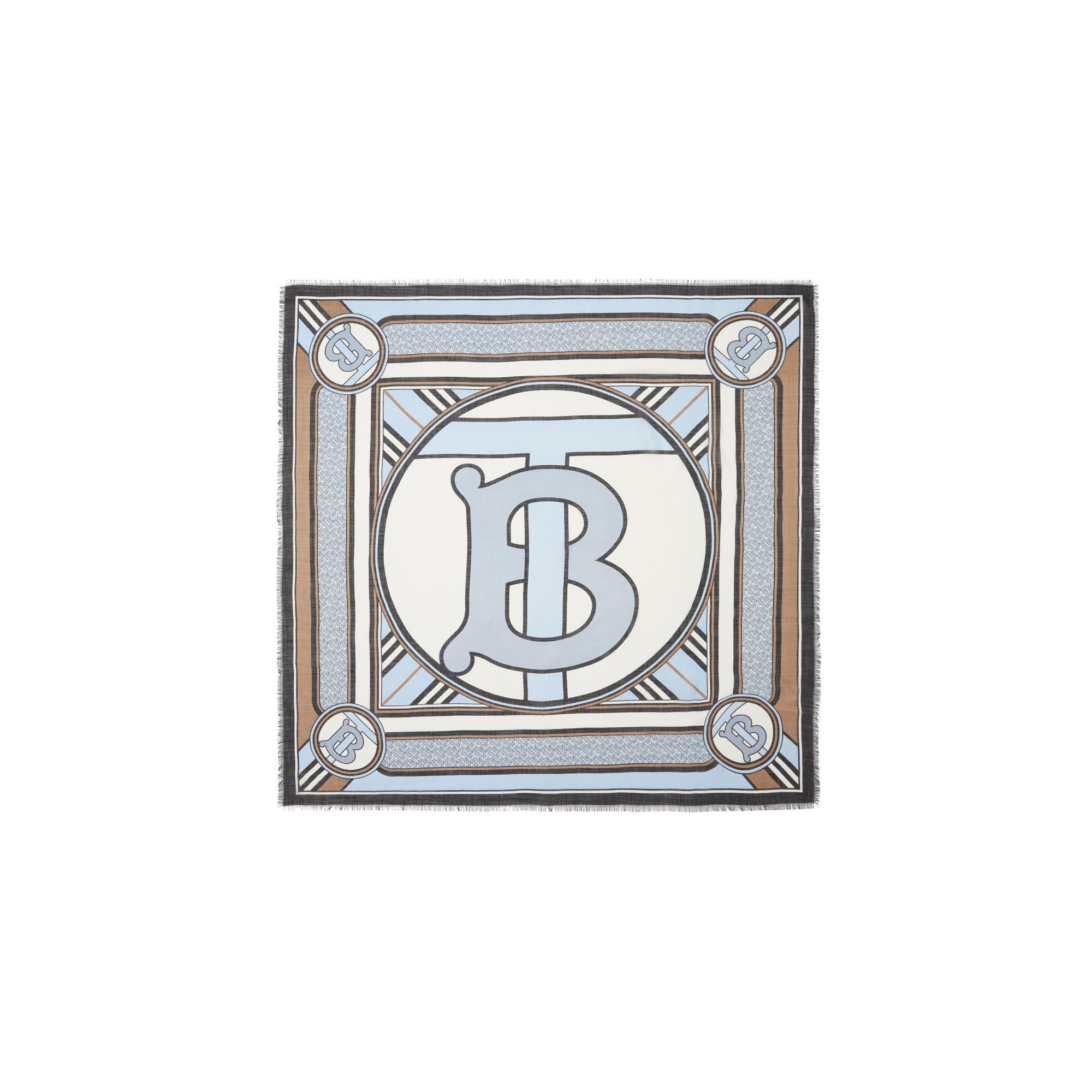 몽타주 프린트 울 실크 라지 스퀘어 스카프