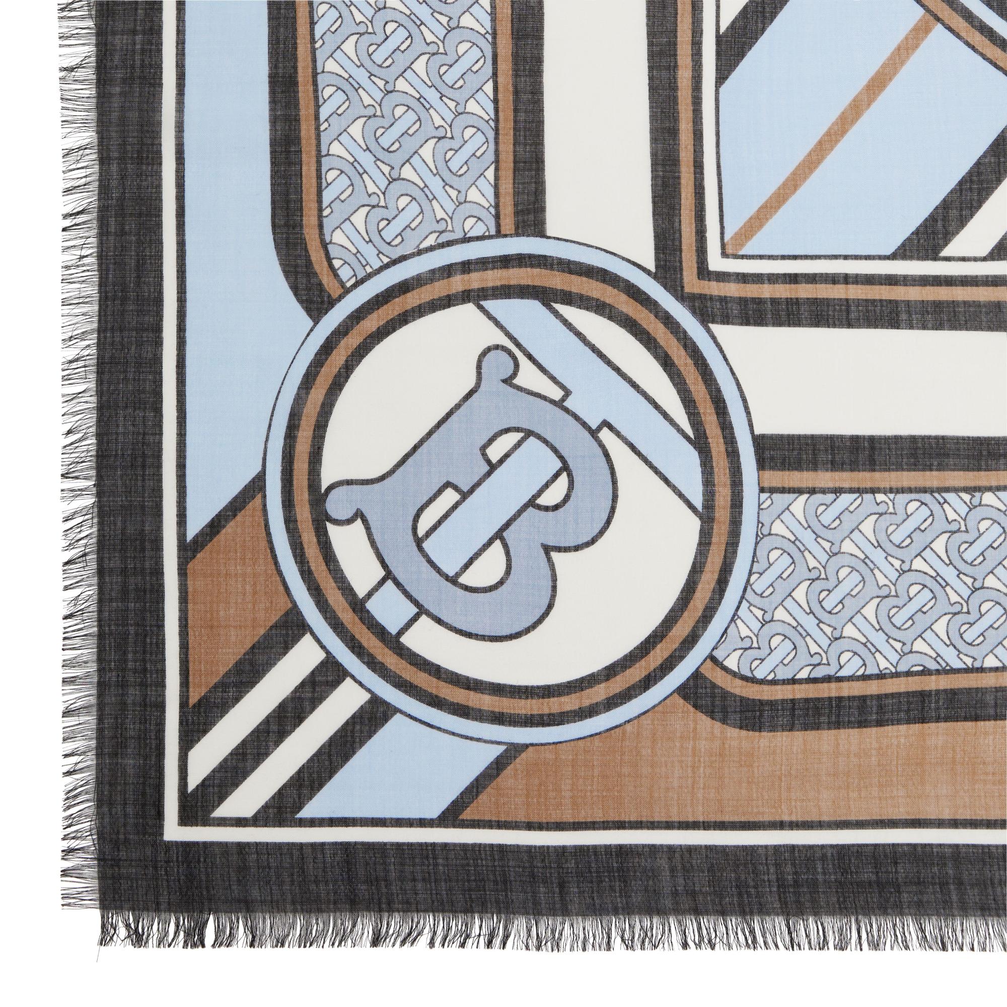 몽타주 프린트 울 실크 라지 스퀘어 스카프