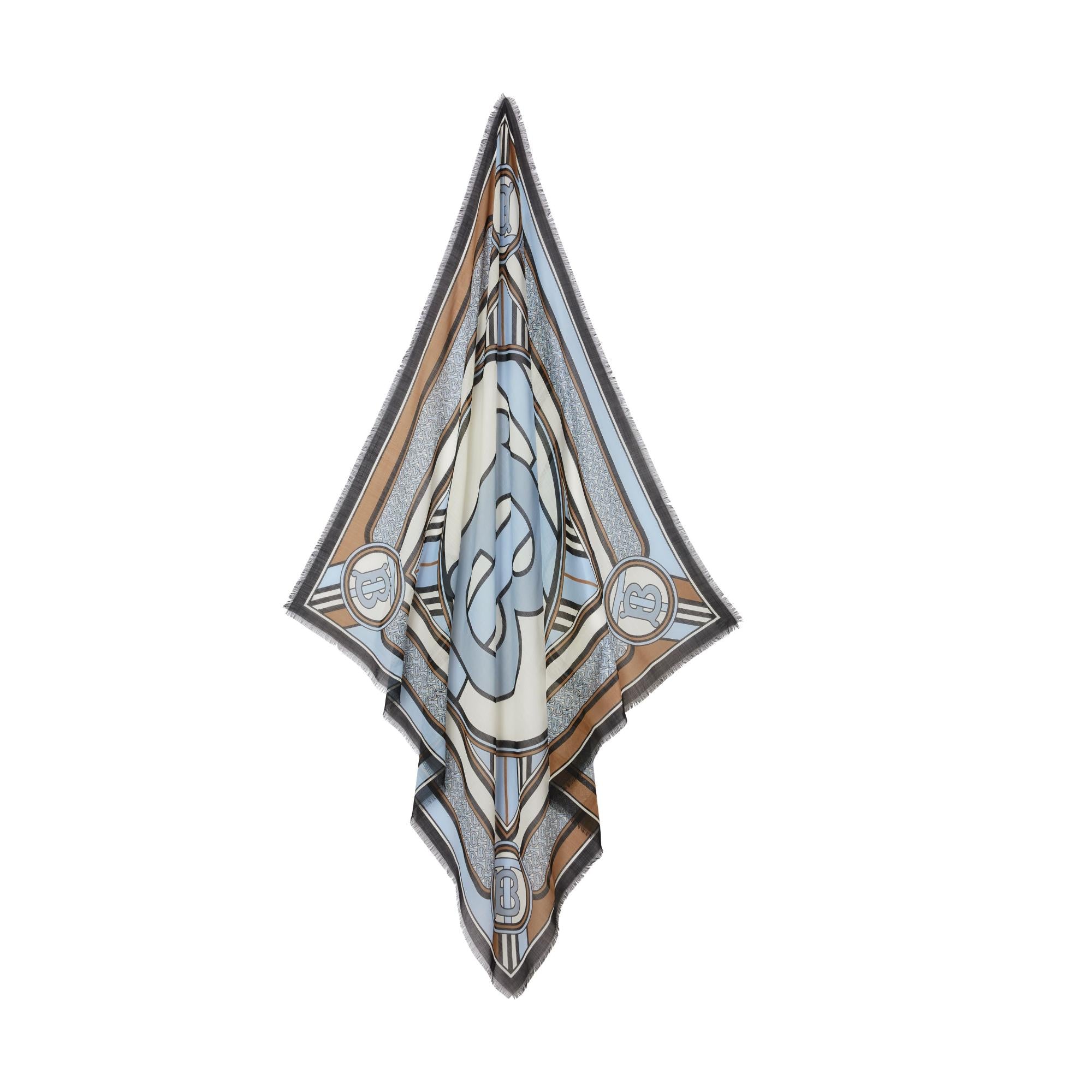 몽타주 프린트 울 실크 라지 스퀘어 스카프