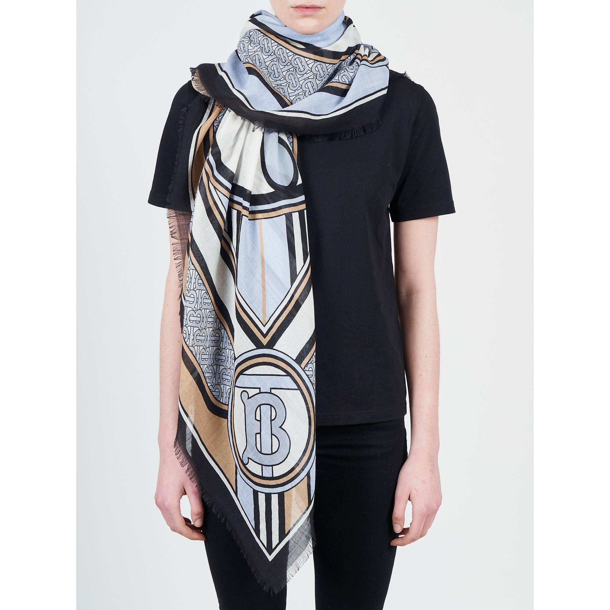 몽타주 프린트 울 실크 라지 스퀘어 스카프