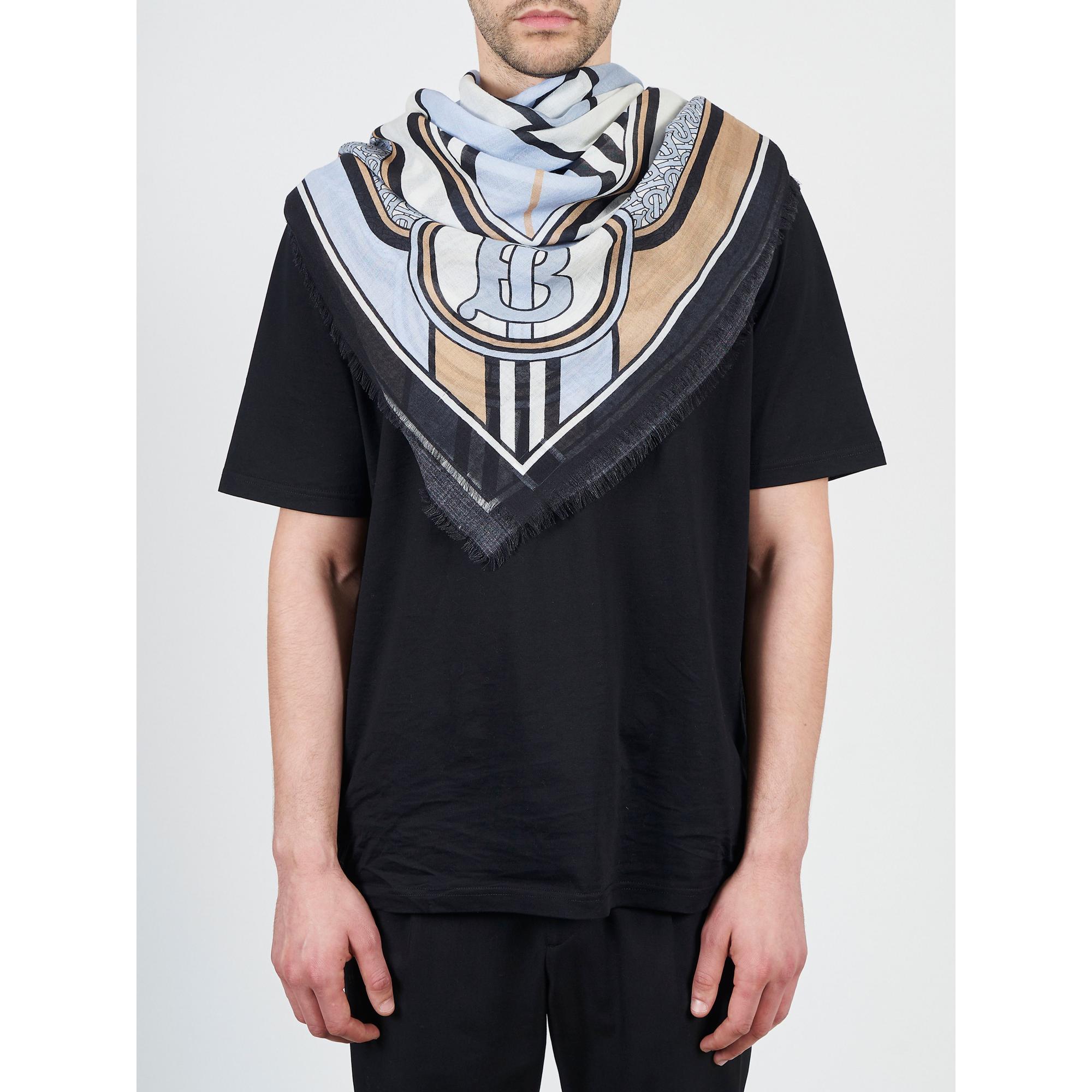 몽타주 프린트 울 실크 라지 스퀘어 스카프