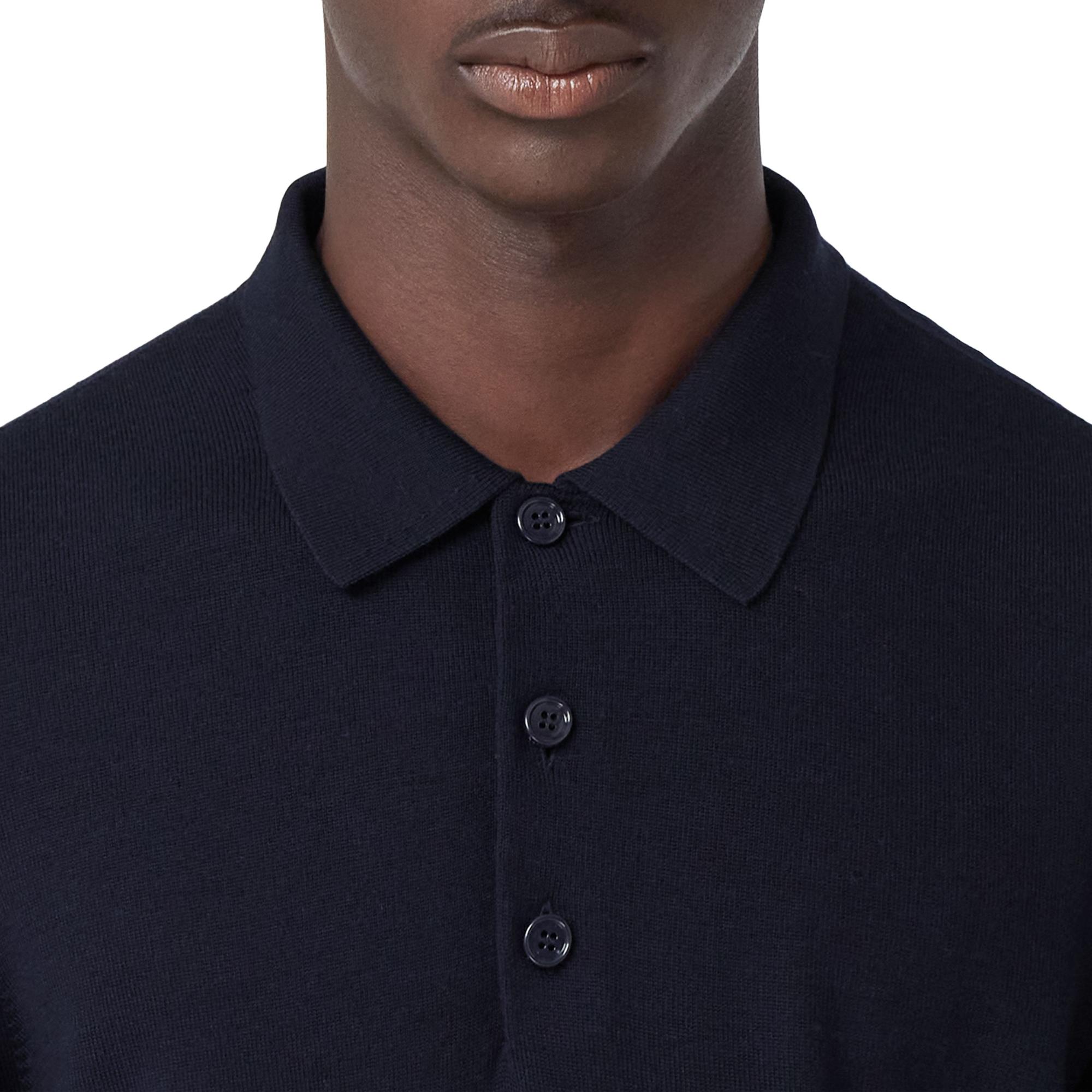 롱 슬리브 모노그램 모티프 울 블렌드 폴로셔츠