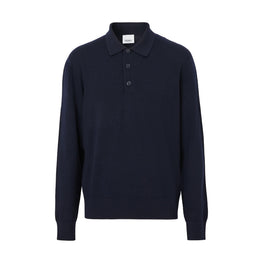 롱 슬리브 모노그램 모티프 울 블렌드 폴로셔츠