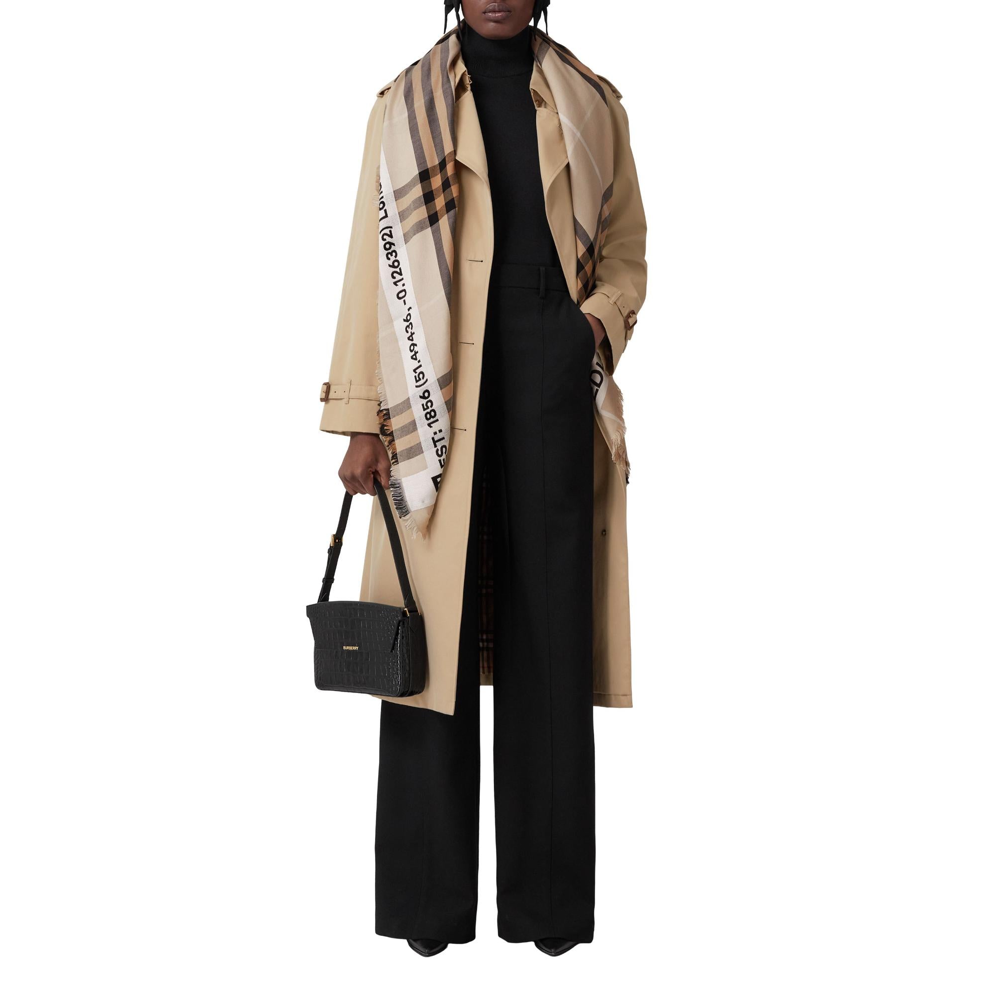 코디네이트 프린트 체크 실크 울 스카프