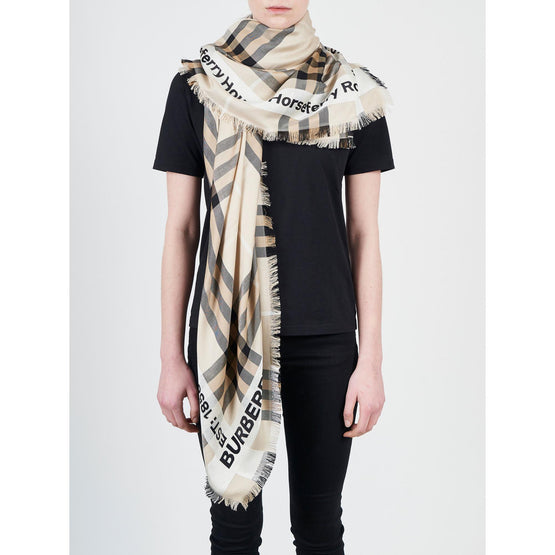 코디네이트 프린트 체크 실크 울 스카프