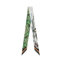 EKD 모노그램 프린트 실크 스키니 스카프