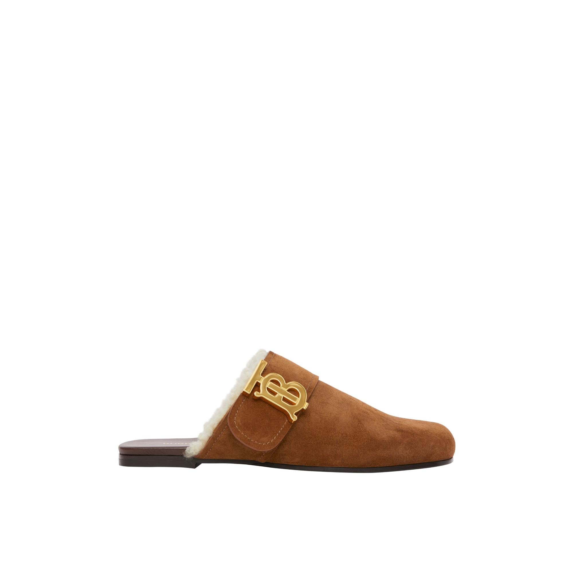 모노그램 디테일 시얼링 라이닝 스웨이드 뮬