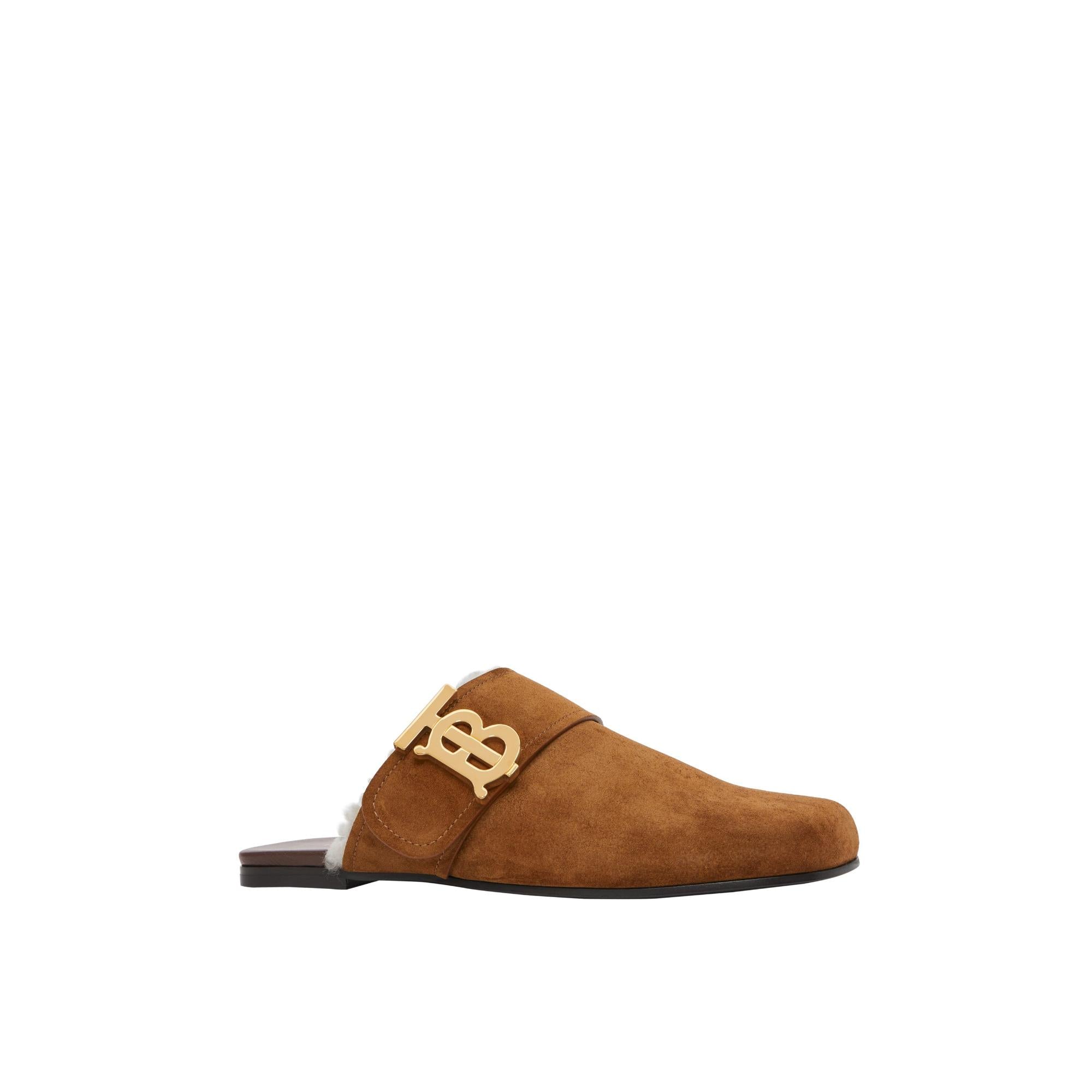 모노그램 디테일 시얼링 라이닝 스웨이드 뮬