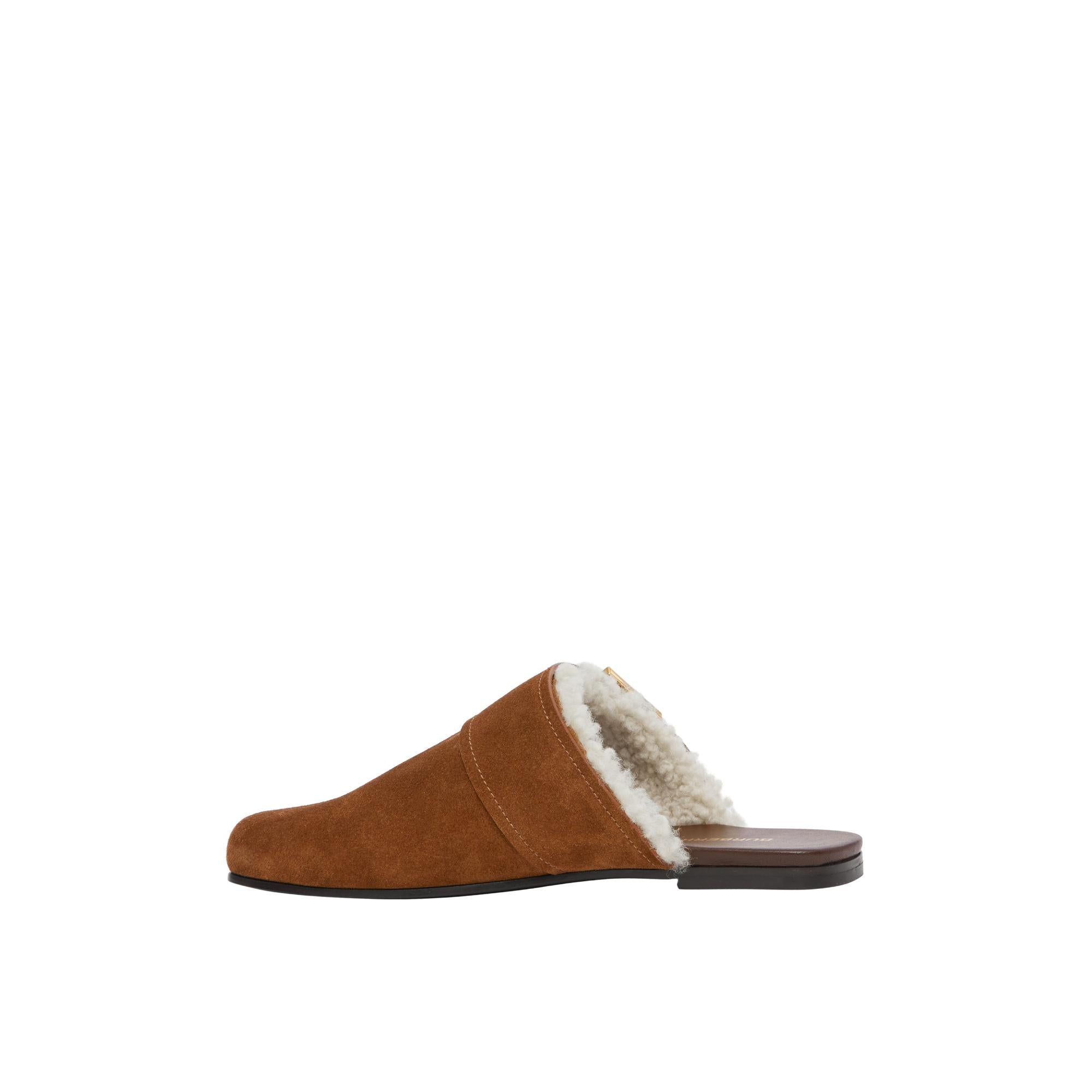 모노그램 디테일 시얼링 라이닝 스웨이드 뮬