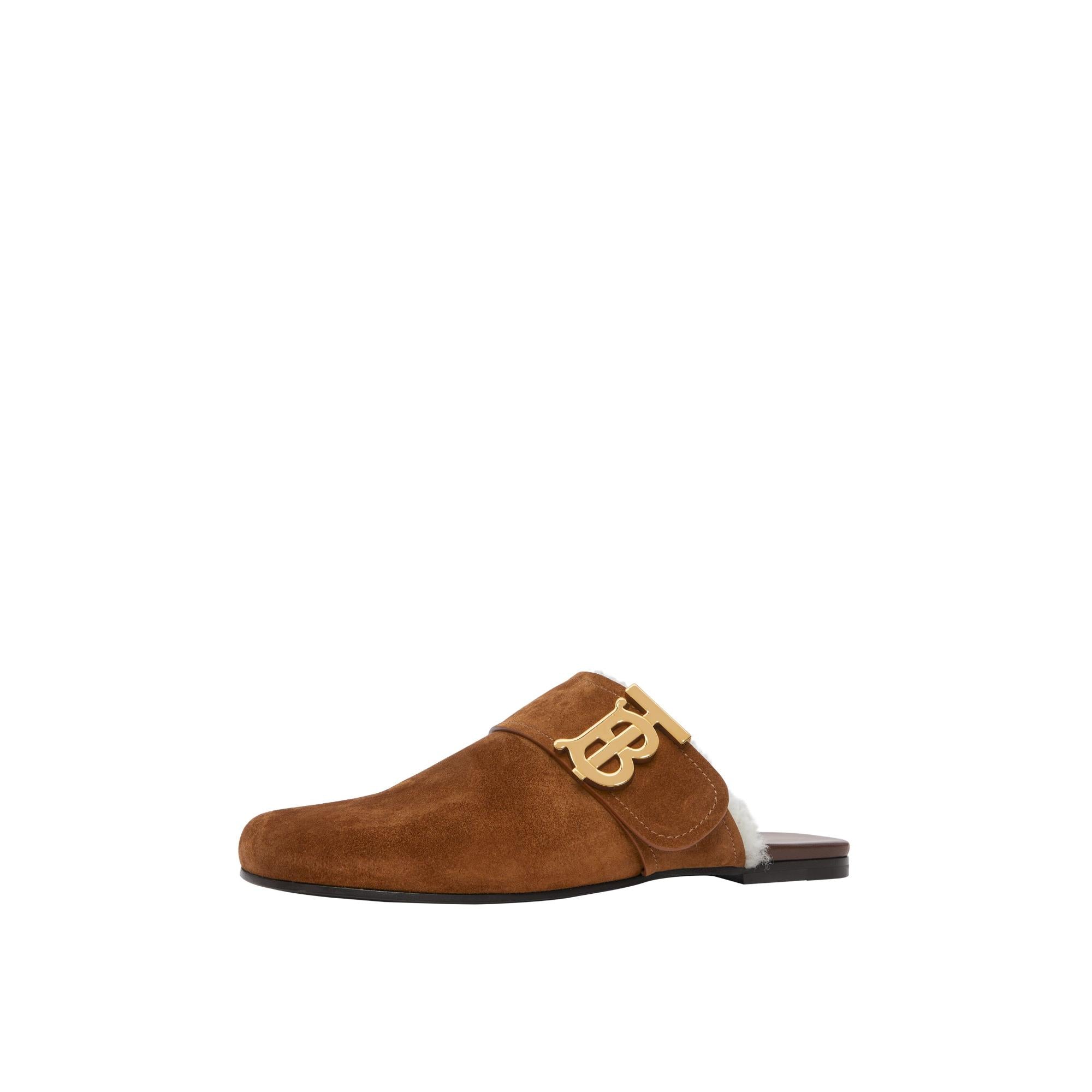 모노그램 디테일 시얼링 라이닝 스웨이드 뮬