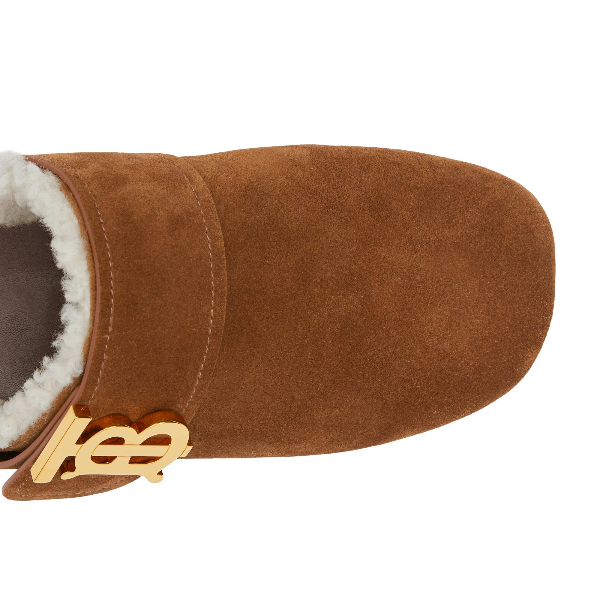 모노그램 디테일 시얼링 라이닝 스웨이드 뮬