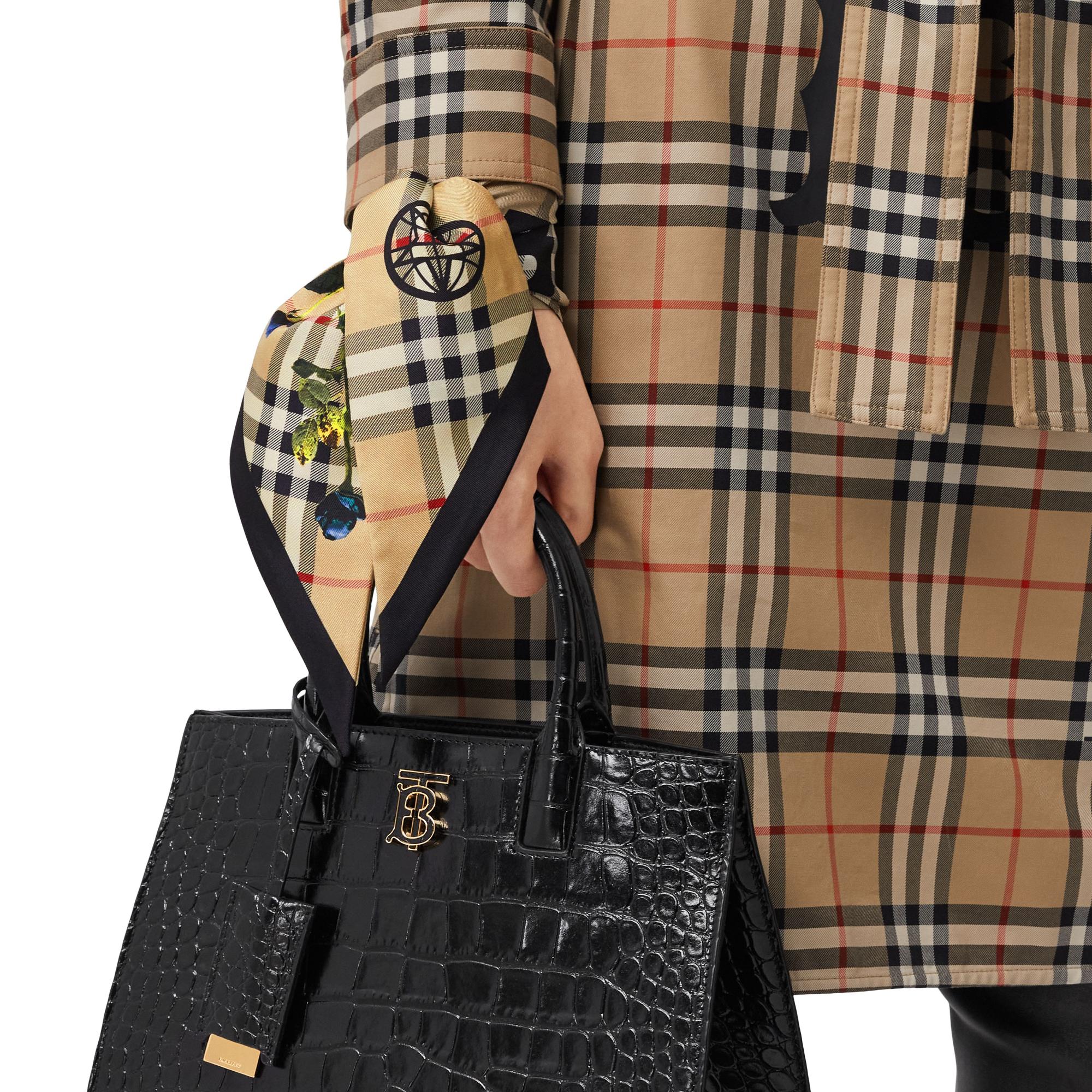 몽타주 프린트 실크 스키니 스카프