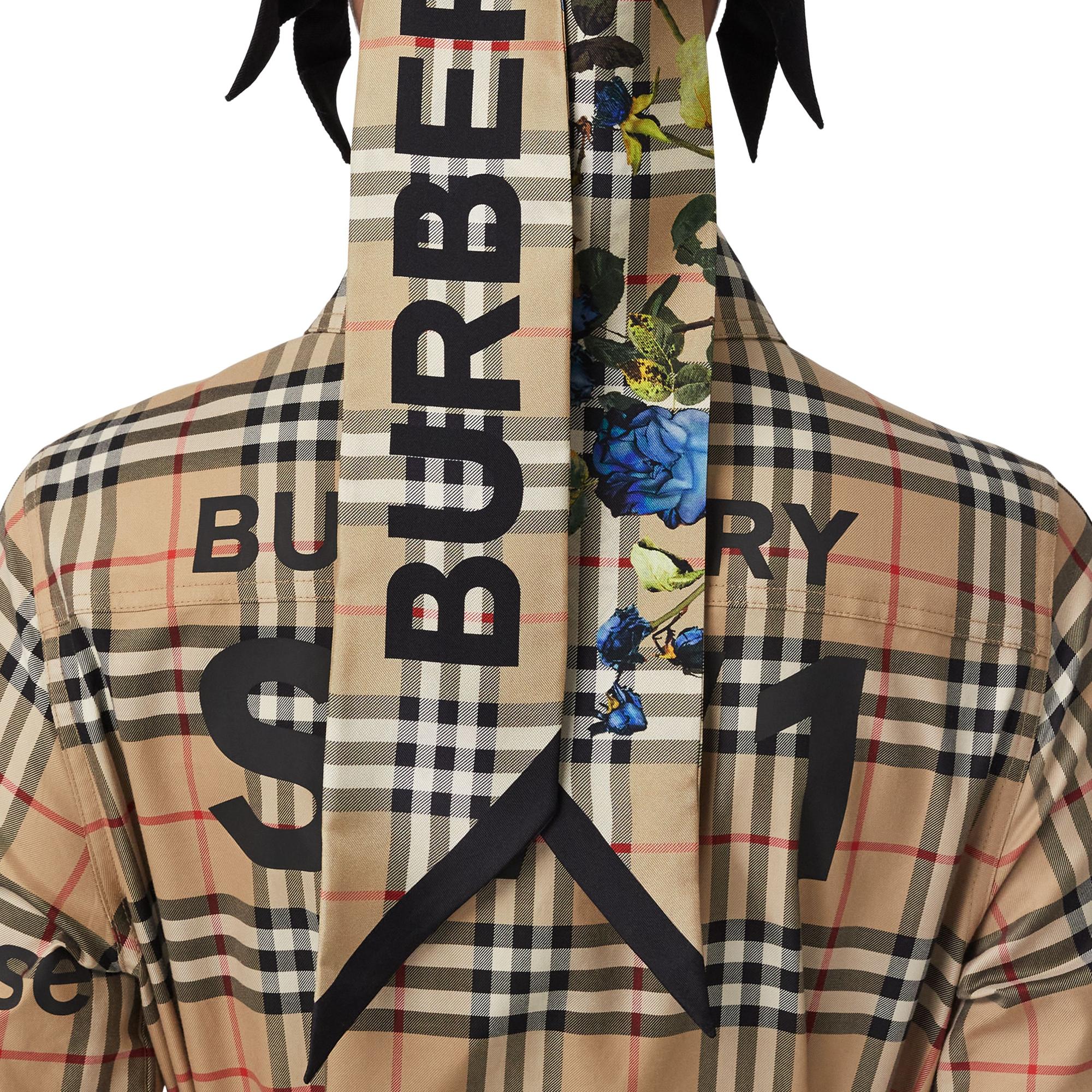 몽타주 프린트 실크 스키니 스카프