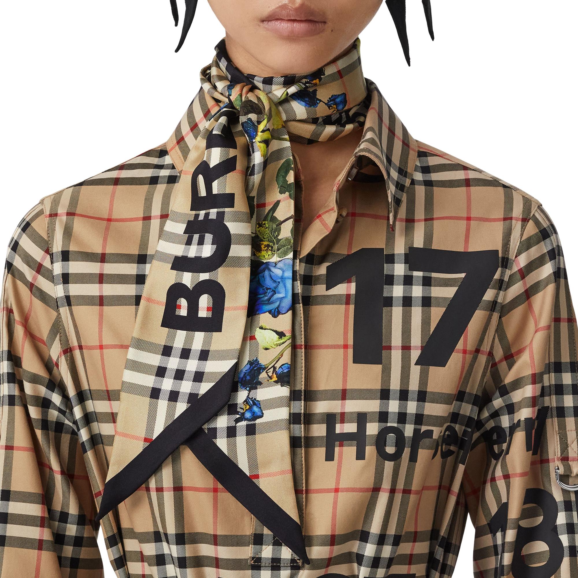 몽타주 프린트 실크 스키니 스카프