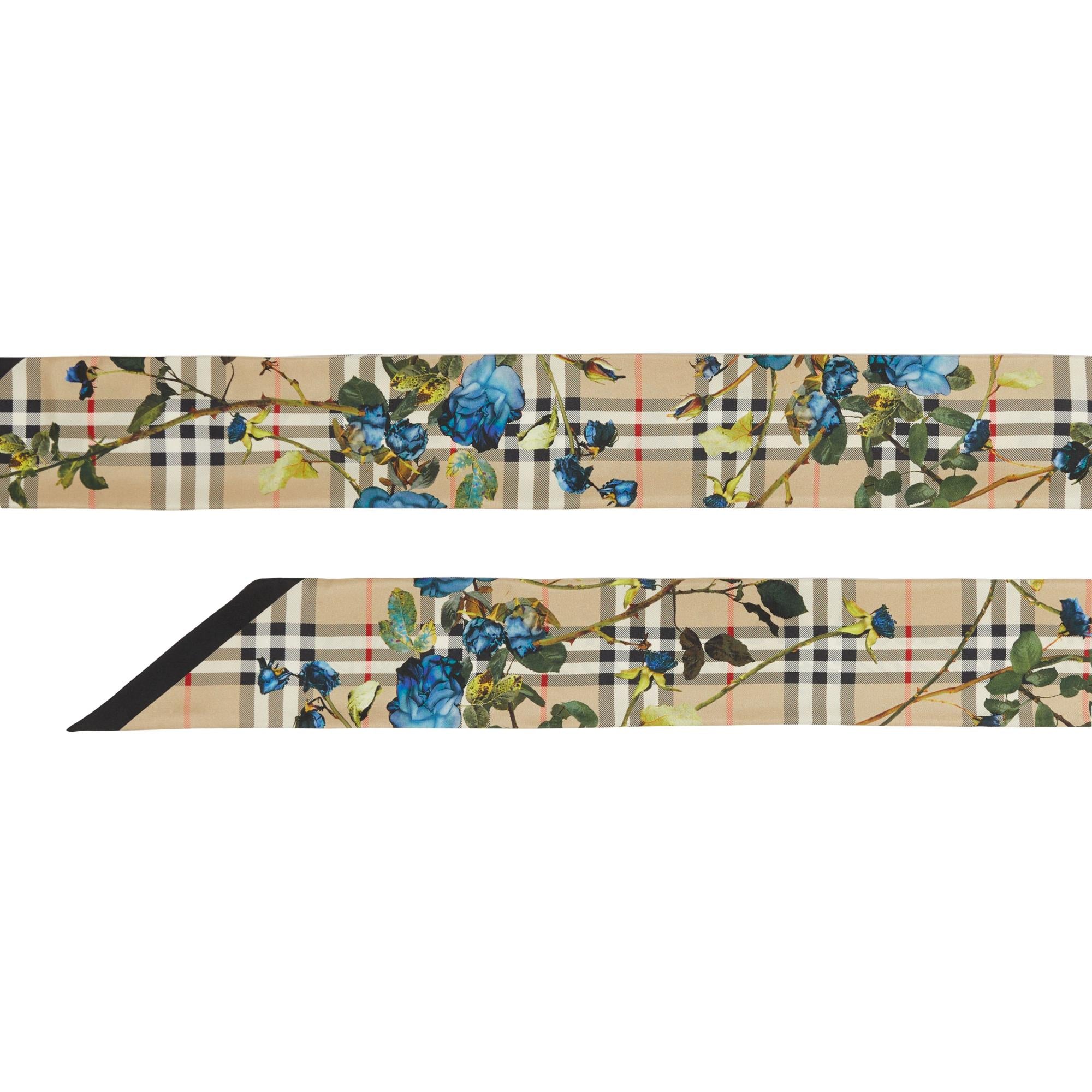 몽타주 프린트 실크 스키니 스카프