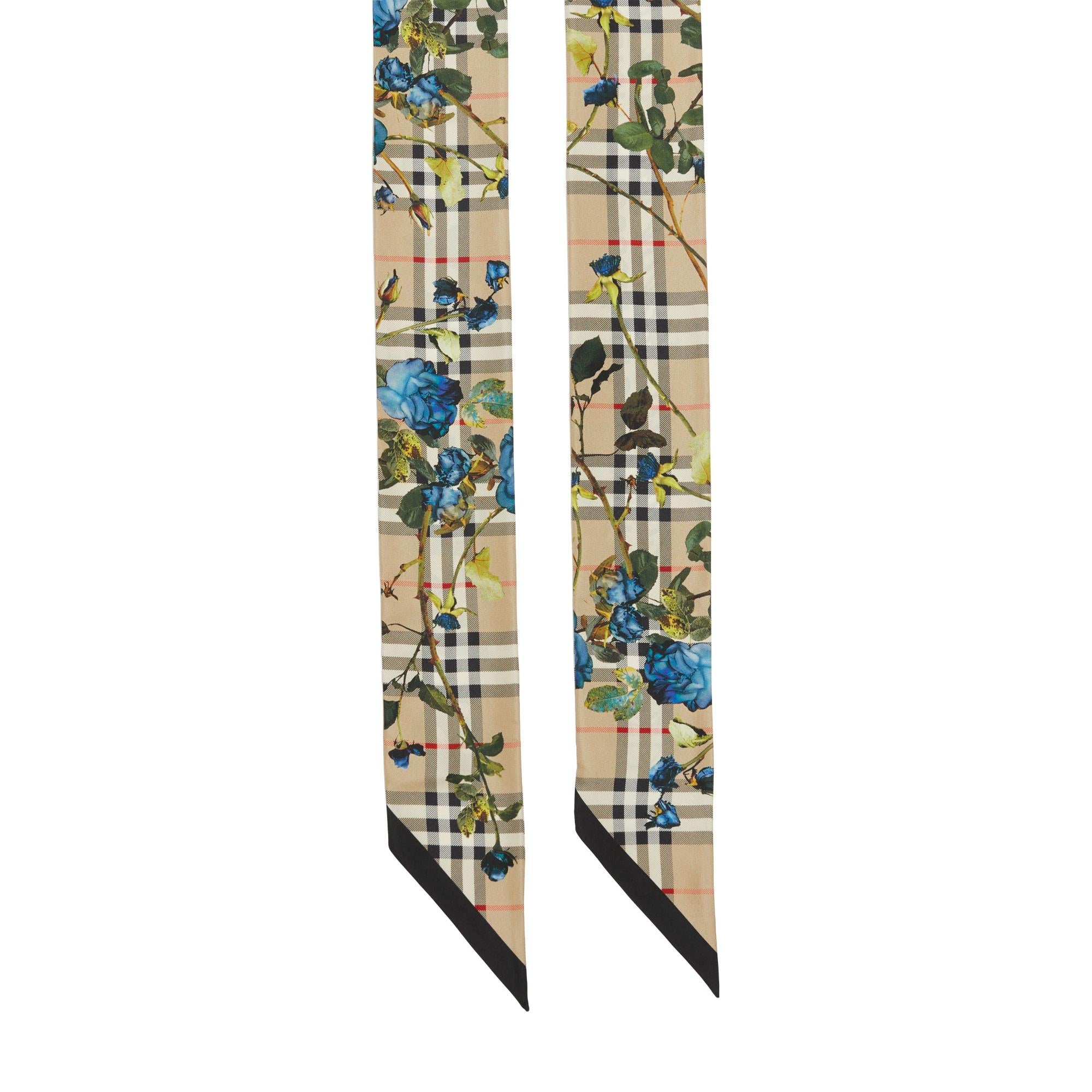 몽타주 프린트 실크 스키니 스카프