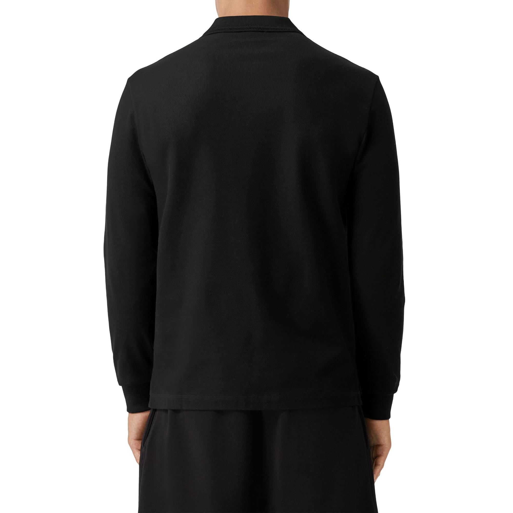 롱 슬리브 모노그램 모티프 코튼 폴로셔츠