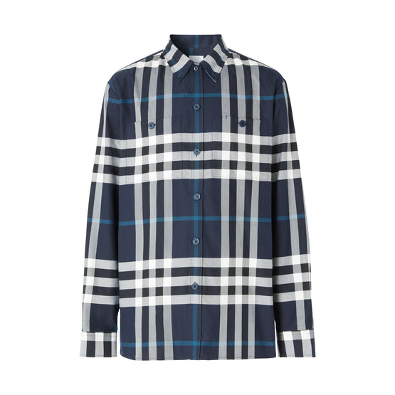 나이트 체크 코튼 트윌 셔츠