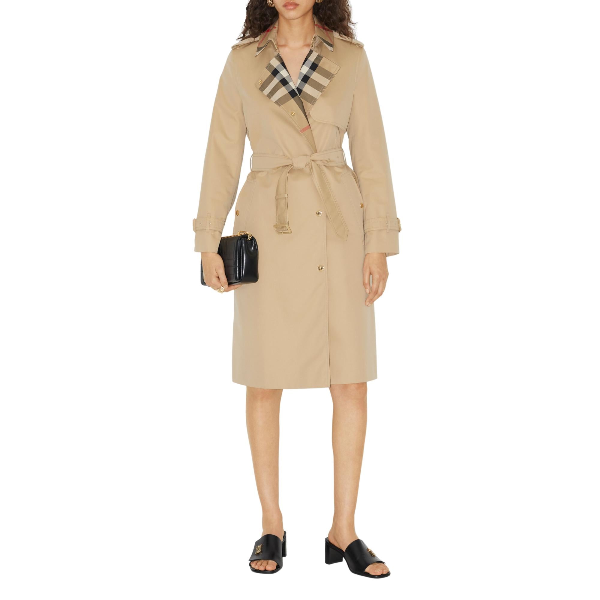 롱 체크 칼라 트렌치코트