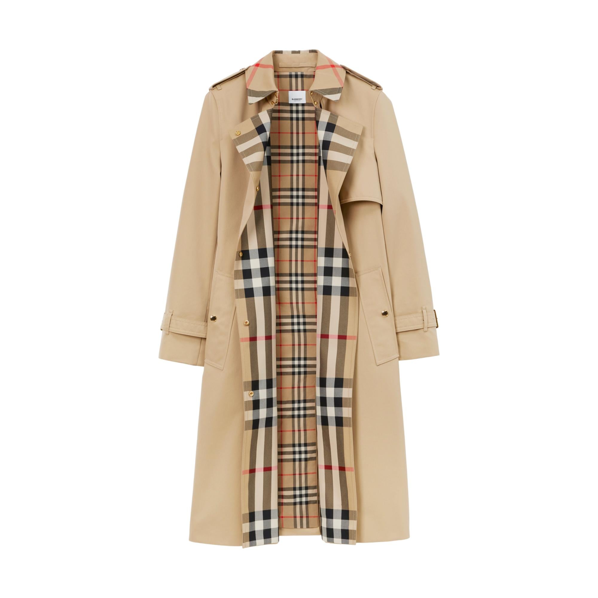 롱 체크 칼라 트렌치코트