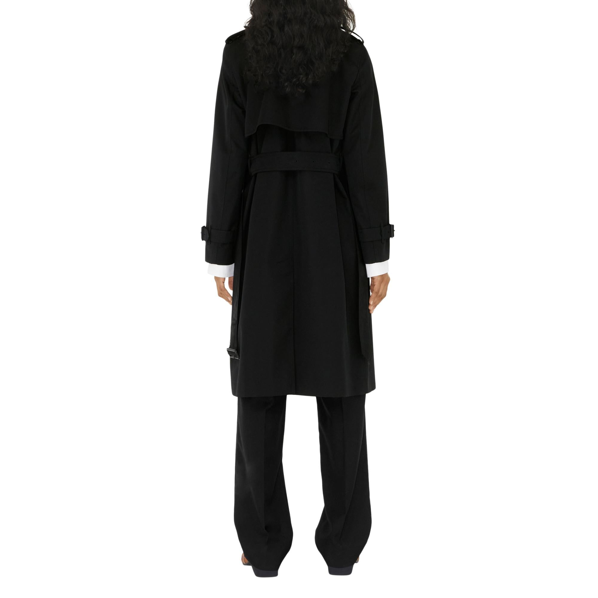 롱 체크 칼라 개버딘 트렌치코트