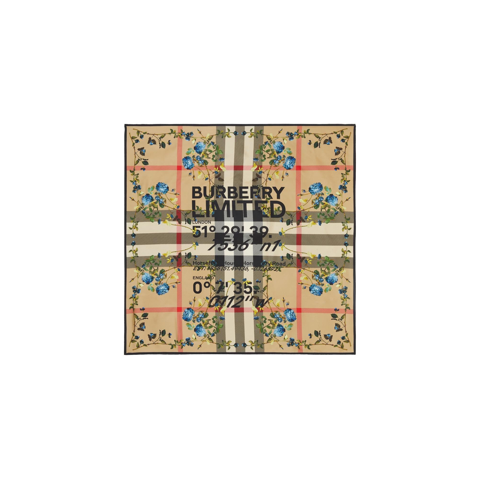 몽타주 프린트 실크 스퀘어 스카프