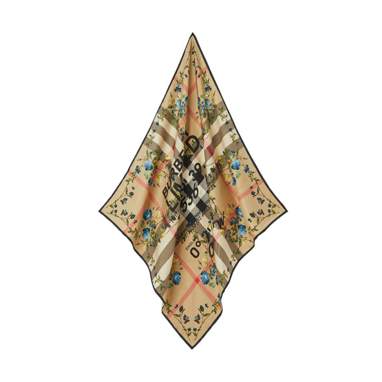 몽타주 프린트 실크 스퀘어 스카프