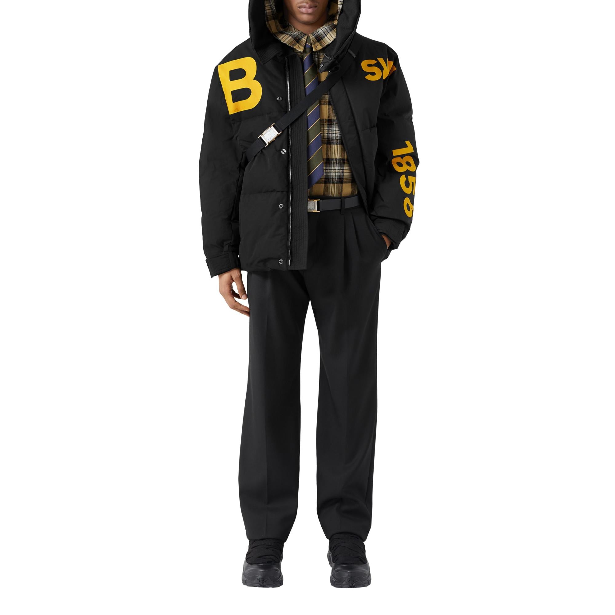 호스페리 프린트 나일론 후드 퍼퍼 재킷