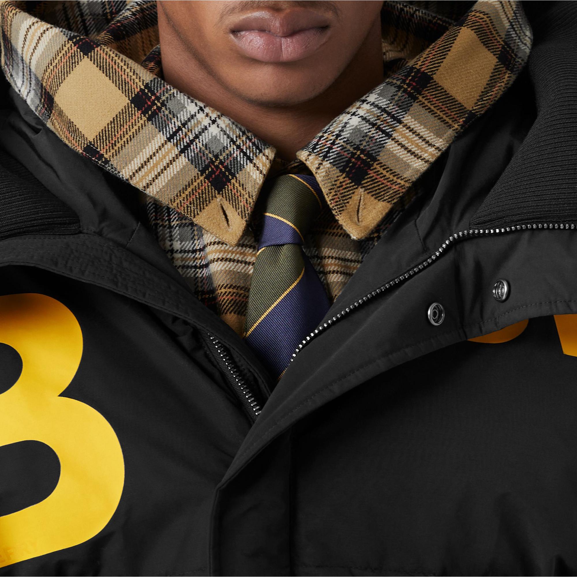 호스페리 프린트 나일론 후드 퍼퍼 재킷