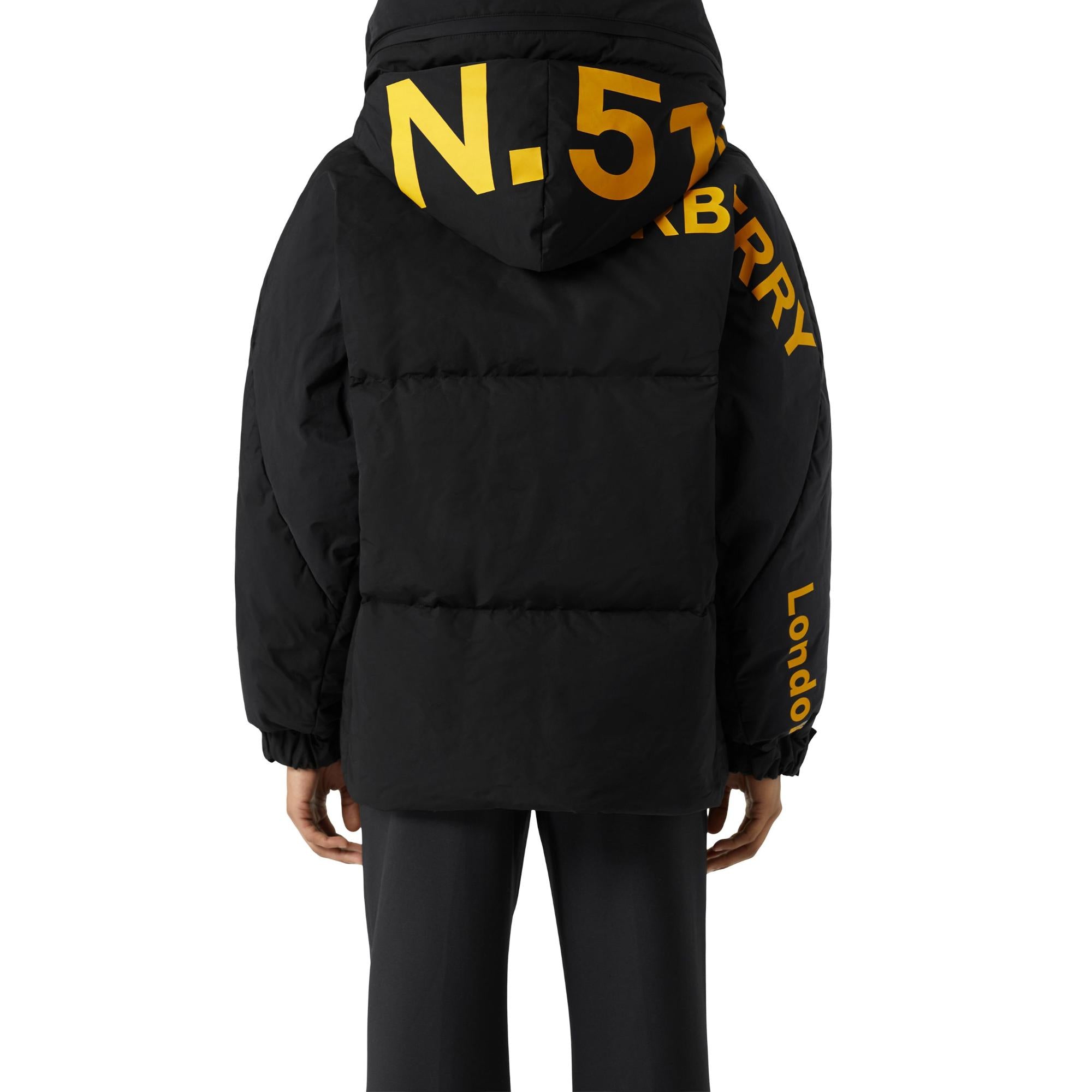 호스페리 프린트 나일론 후드 퍼퍼 재킷